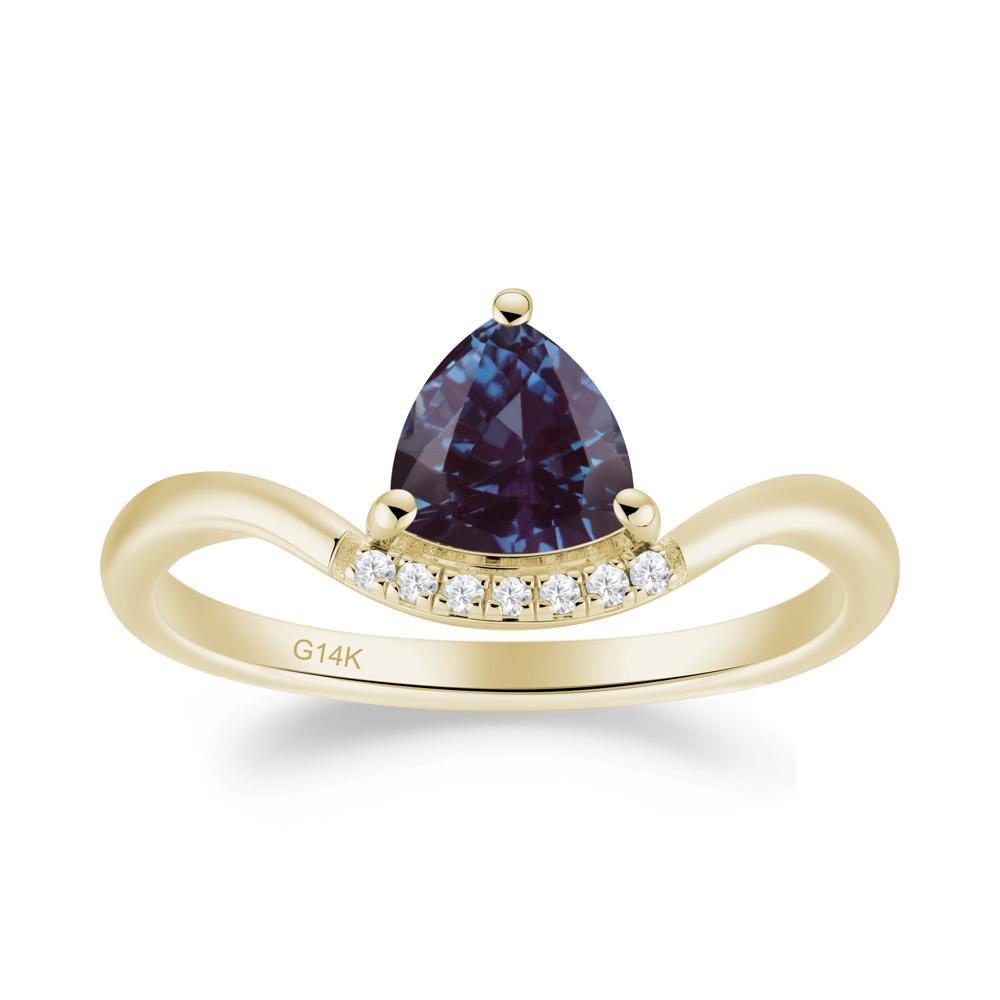 Unique Trilliant Cut Alexandrite Ring - LUO Jewelry #metal_14k yellow gold