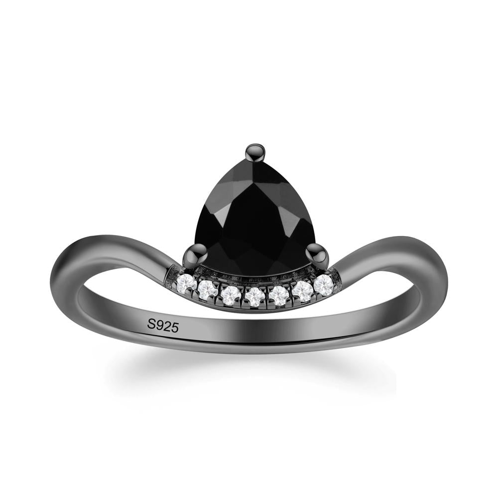 Unique Trilliant Cut Black Spinel Ring - LUO Jewelry #metal_black finish sterling silver