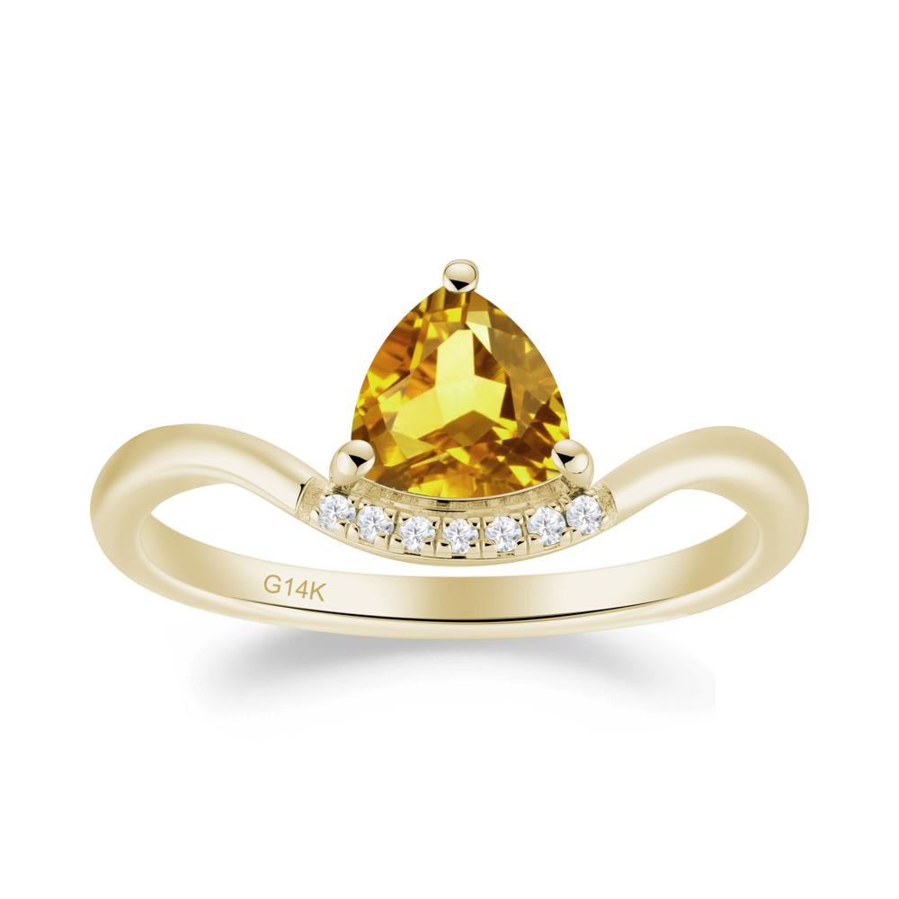 Unique Trilliant Cut Citrine Ring - LUO Jewelry #metal_14k yellow gold