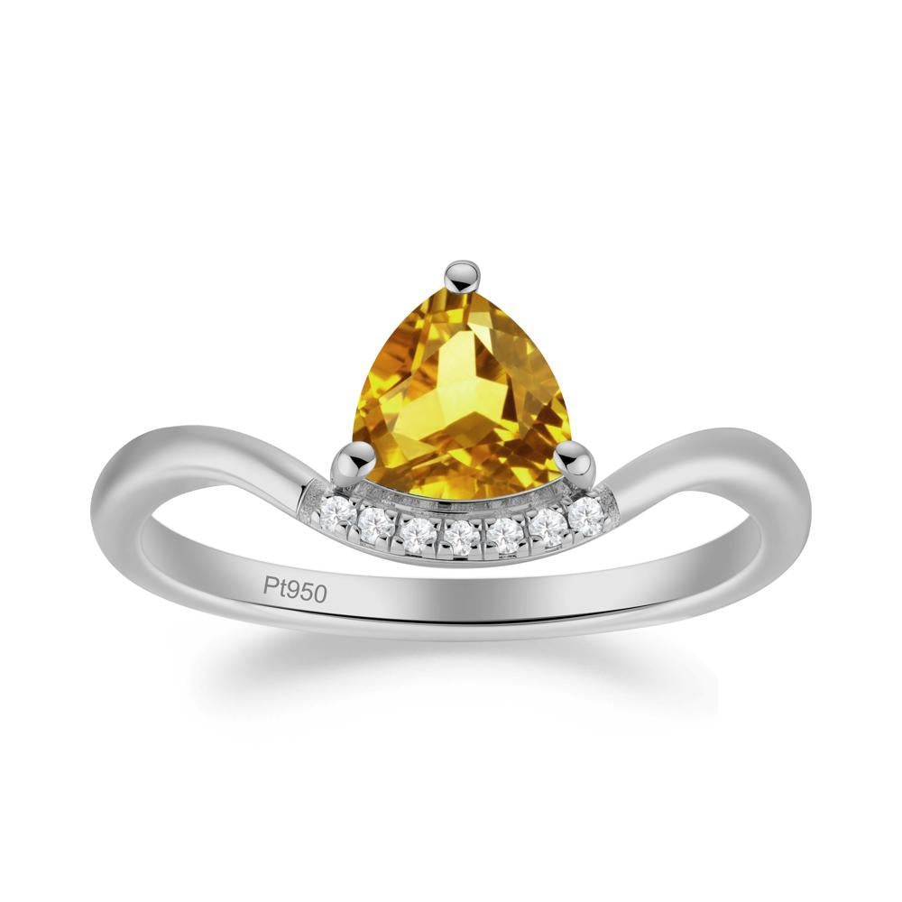 Unique Trilliant Cut Citrine Ring - LUO Jewelry #metal_platinum