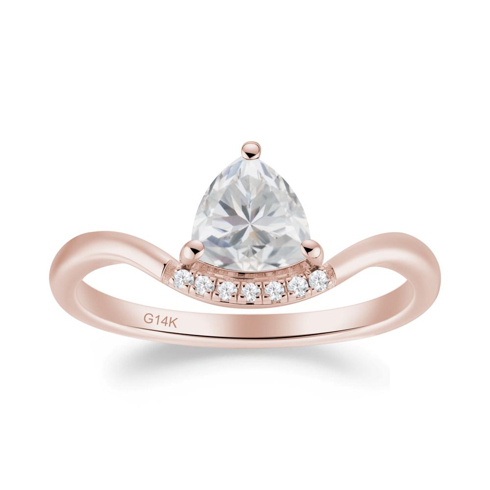 Unique Trilliant Cut Cubic Zirconia Ring - LUO Jewelry #metal_14k rose gold