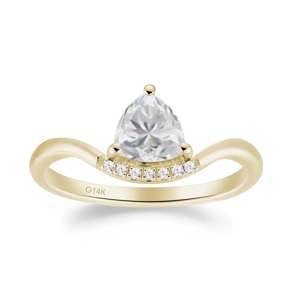 Unique Trilliant Cut Cubic Zirconia Ring - LUO Jewelry #metal_14k yellow gold