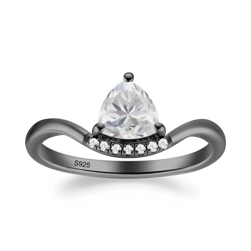 Unique Trilliant Cut Cubic Zirconia Ring - LUO Jewelry #metal_black finish sterling silver