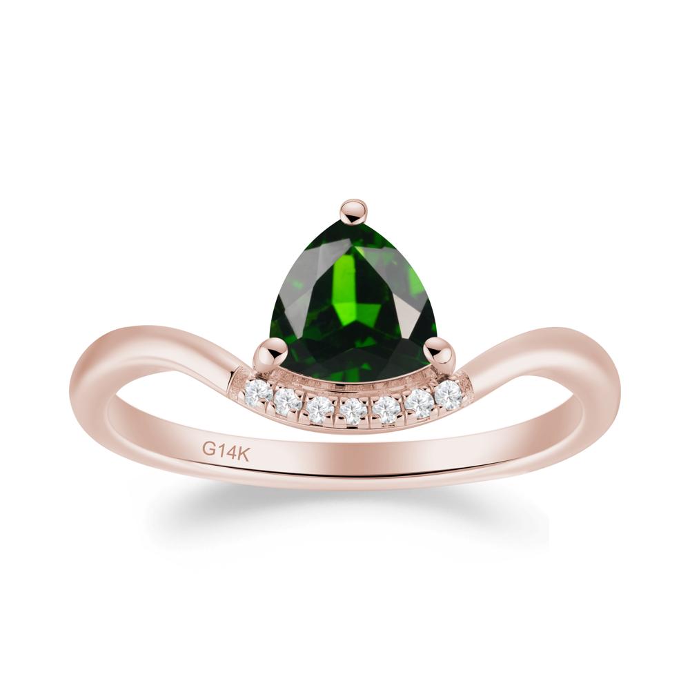 Unique Trilliant Cut Diopside Ring - LUO Jewelry #metal_14k rose gold