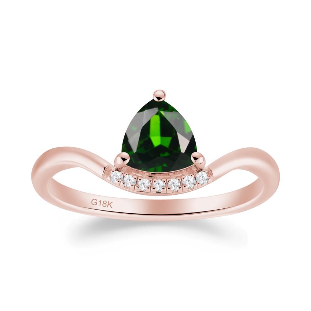 Unique Trilliant Cut Diopside Ring - LUO Jewelry #metal_18k rose gold