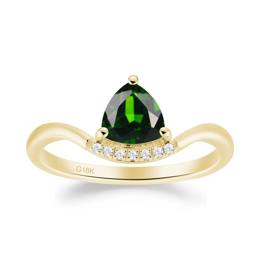 Unique Trilliant Cut Diopside Ring - LUO Jewelry #metal_18k yellow gold