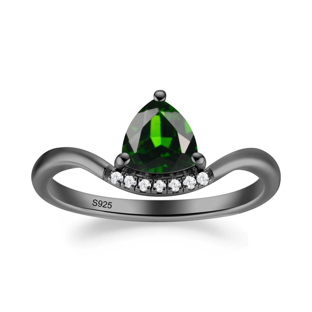 Unique Trilliant Cut Diopside Ring - LUO Jewelry #metal_black finish sterling silver