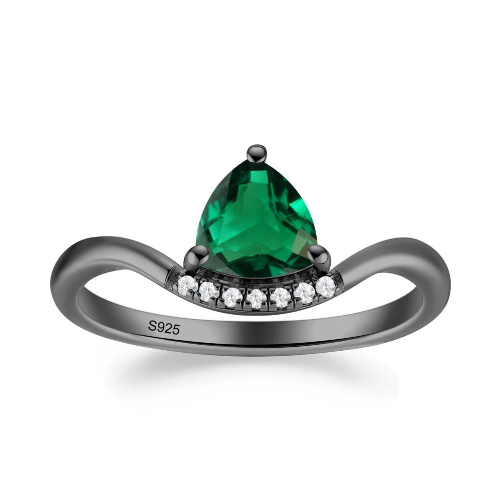 Unique Trilliant Cut Emerald Ring - LUO Jewelry #metal_black finish sterling silver