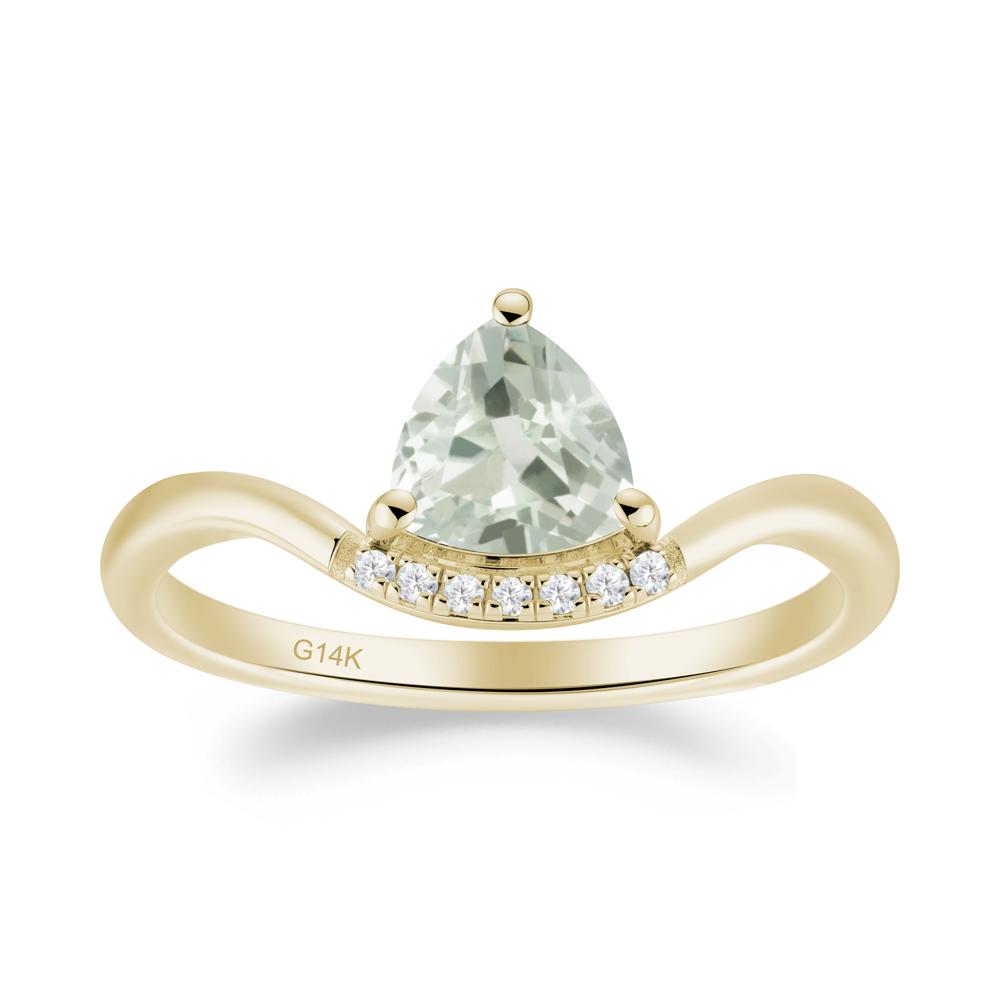 Unique Trilliant Cut Green Amethyst Ring - LUO Jewelry #metal_14k yellow gold