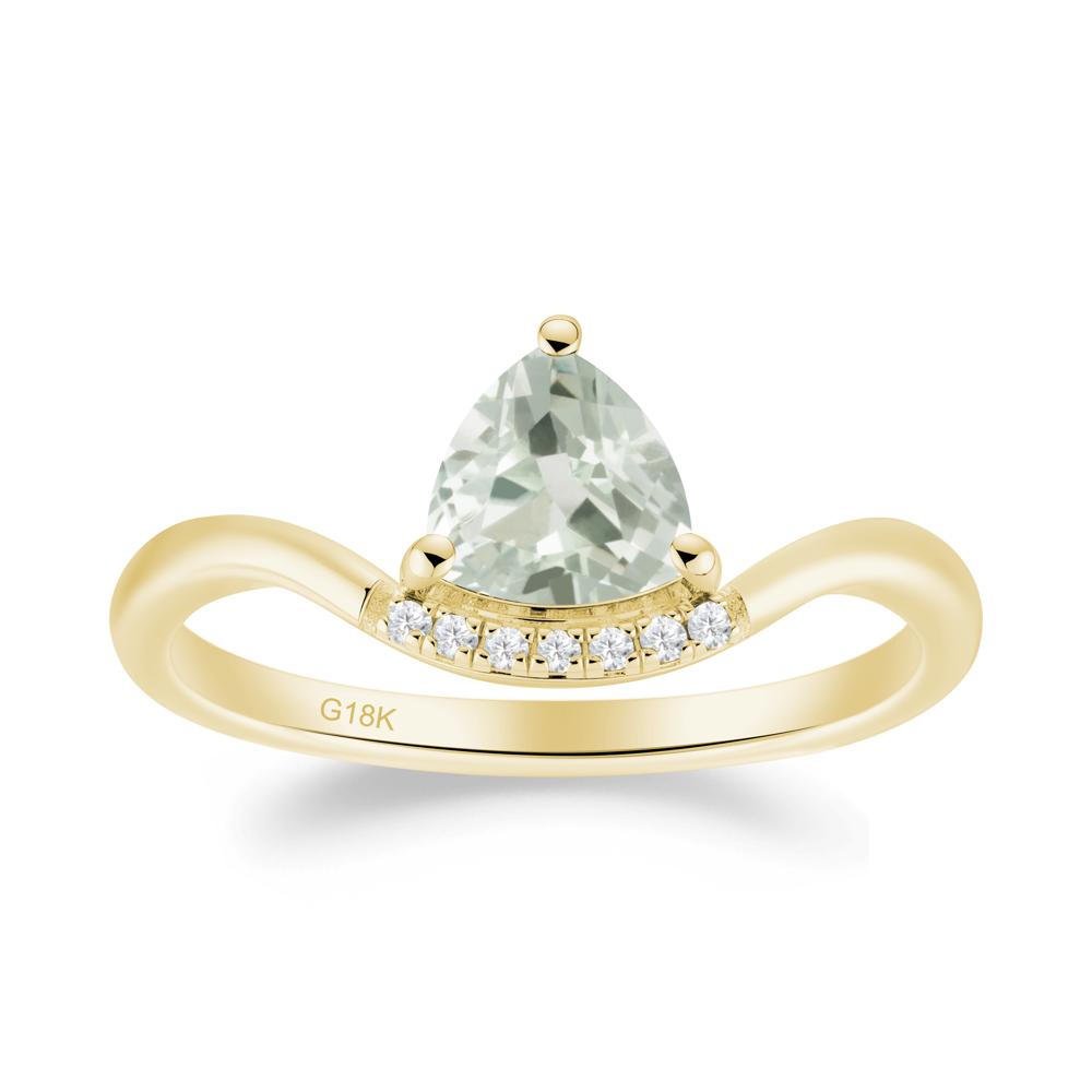 Unique Trilliant Cut Green Amethyst Ring - LUO Jewelry #metal_18k yellow gold