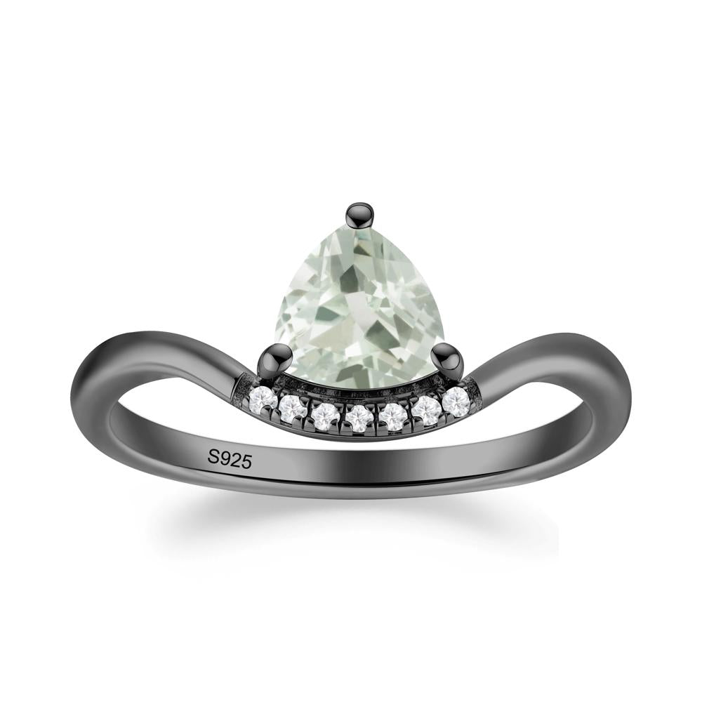 Unique Trilliant Cut Green Amethyst Ring - LUO Jewelry #metal_black finish sterling silver