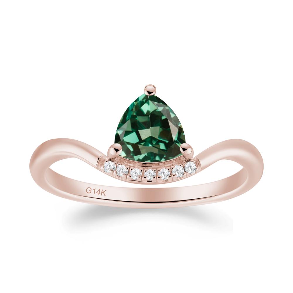 Unique Trilliant Cut Green Sapphire Ring - LUO Jewelry #metal_14k rose gold