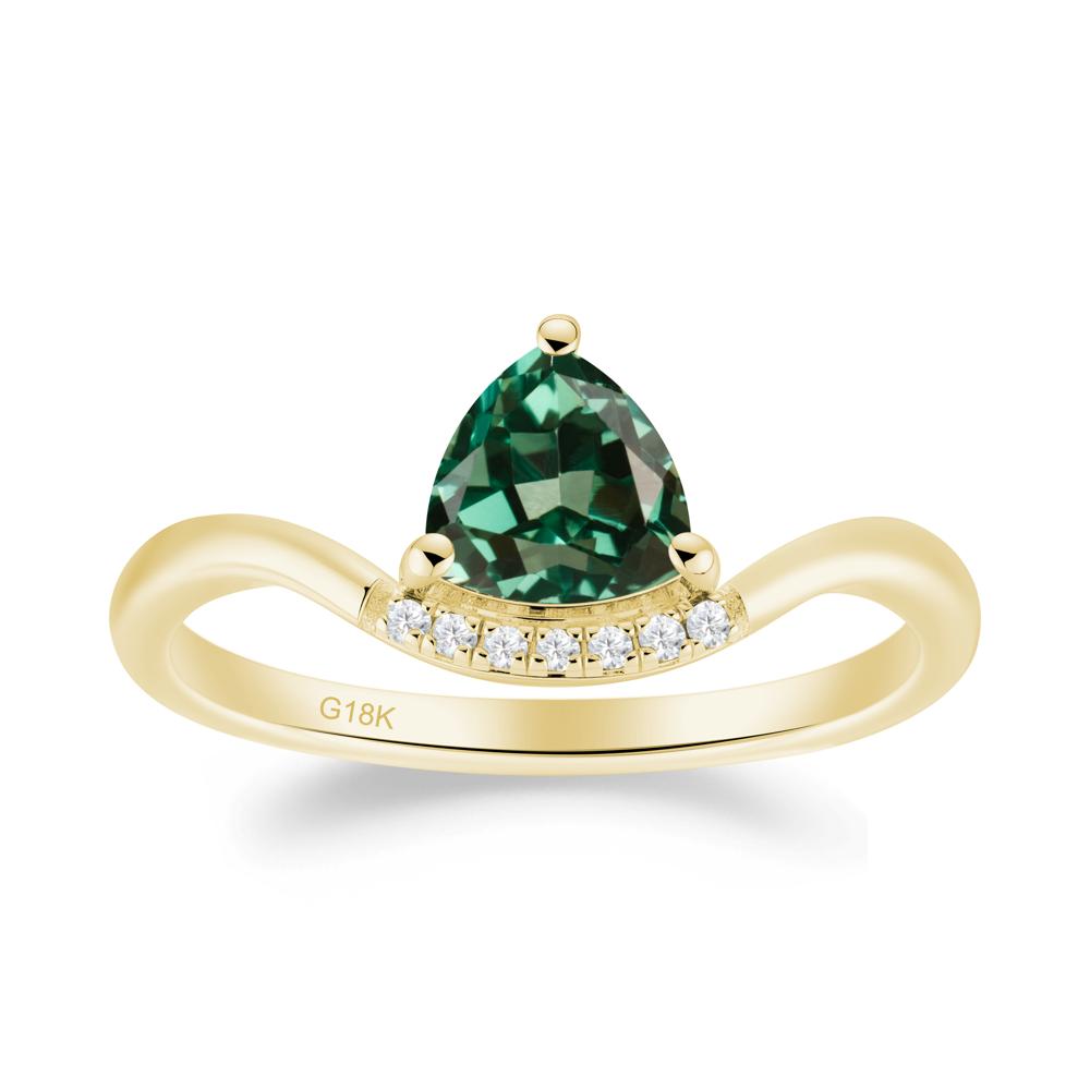 Unique Trilliant Cut Green Sapphire Ring - LUO Jewelry #metal_18k yellow gold