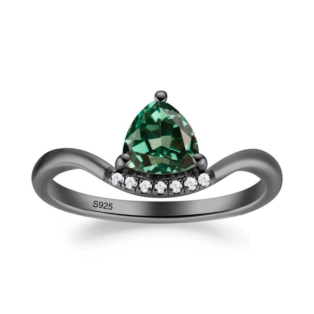 Unique Trilliant Cut Green Sapphire Ring - LUO Jewelry #metal_black finish sterling silver