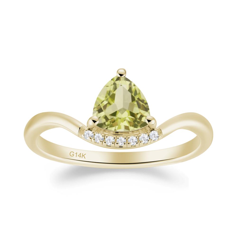Unique Trilliant Cut Lemon Quartz Ring - LUO Jewelry #metal_14k yellow gold