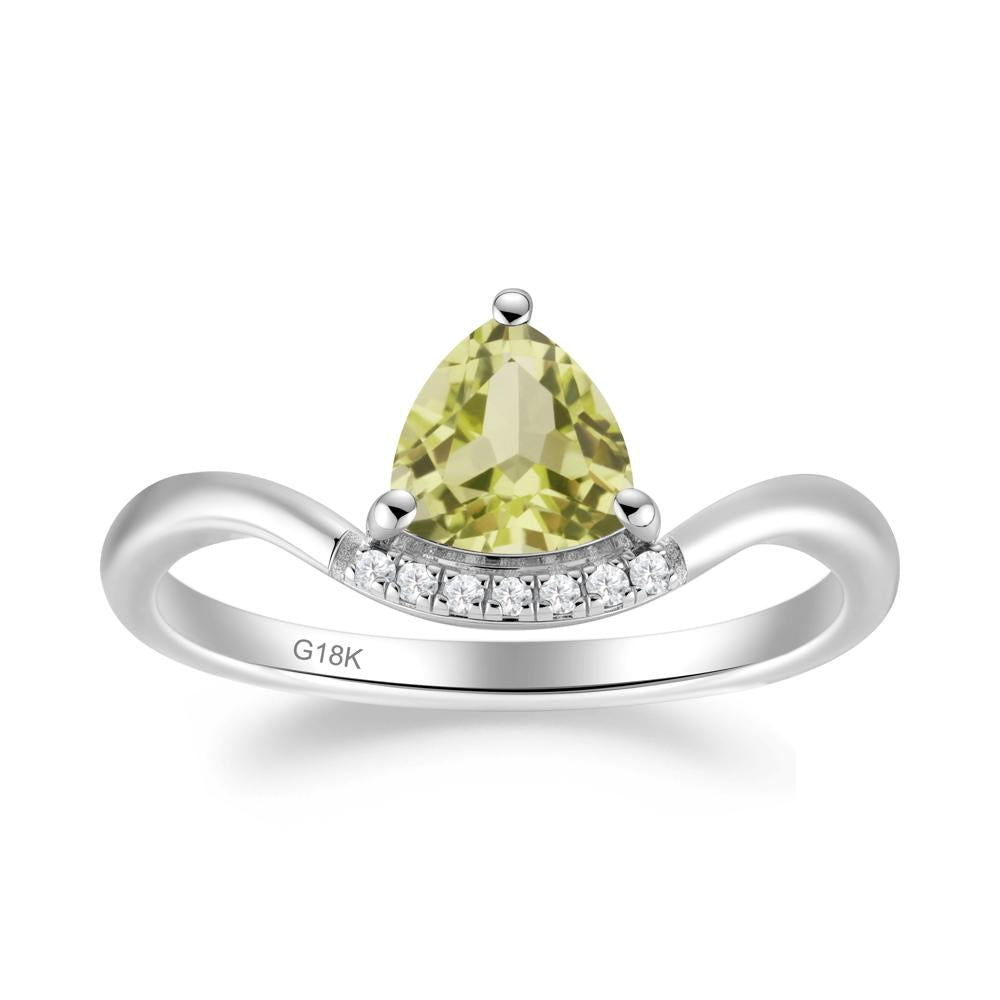 Unique Trilliant Cut Lemon Quartz Ring - LUO Jewelry #metal_18k white gold