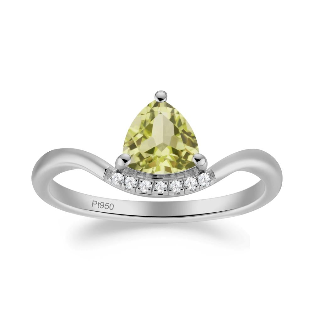 Unique Trilliant Cut Lemon Quartz Ring - LUO Jewelry #metal_platinum