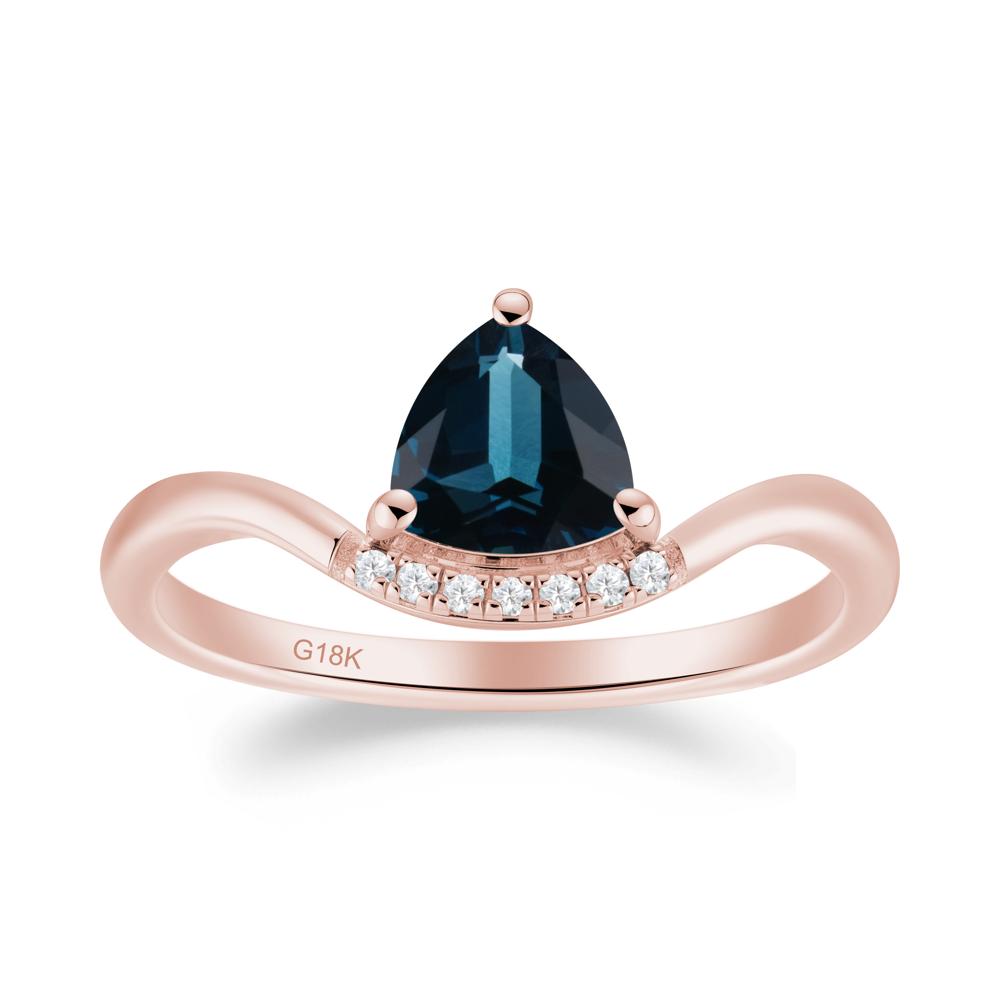 Unique Trilliant Cut London Blue Topaz Ring - LUO Jewelry #metal_18k rose gold