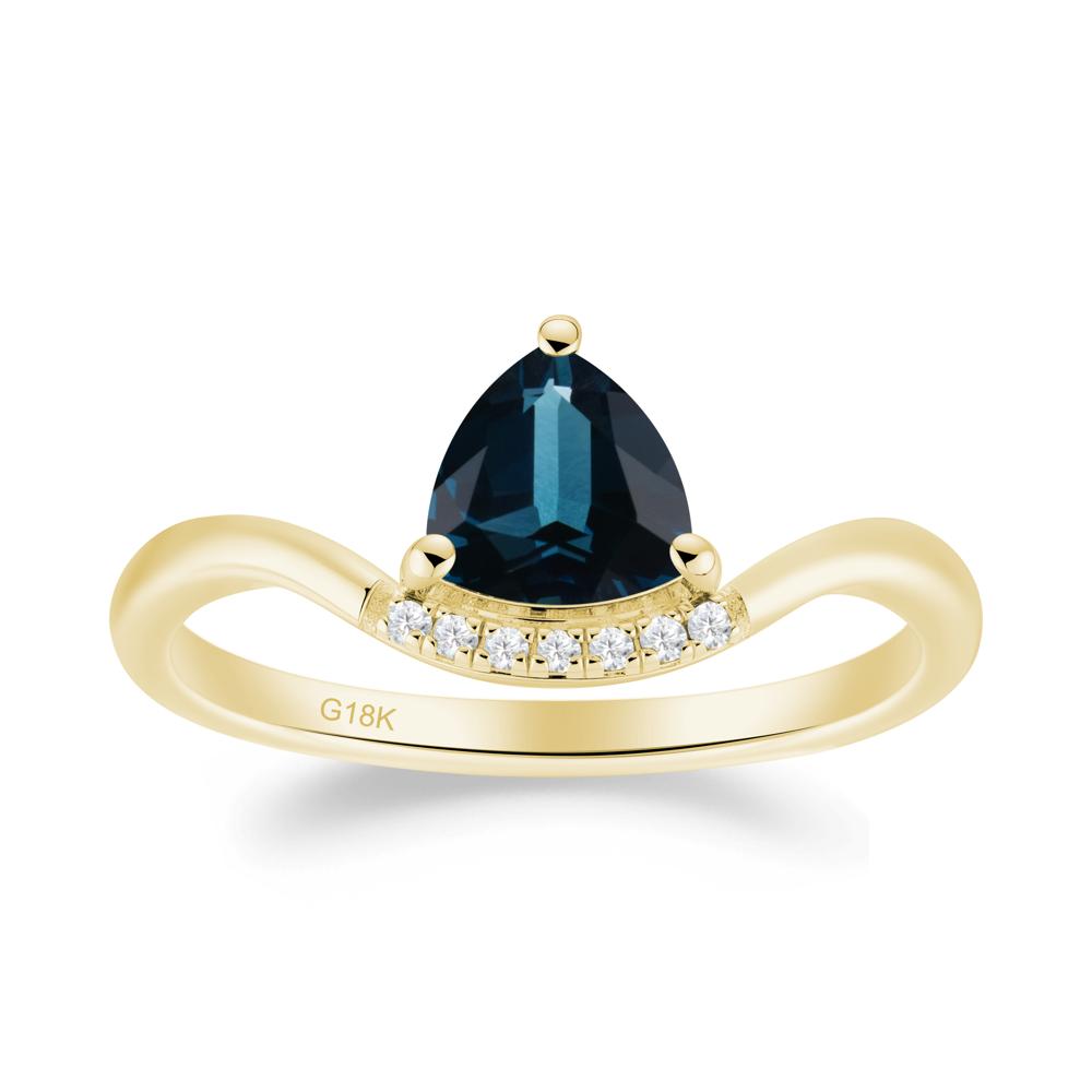 Unique Trilliant Cut London Blue Topaz Ring - LUO Jewelry #metal_18k yellow gold
