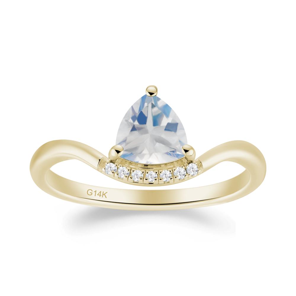 Unique Trilliant Cut Moonstone Ring - LUO Jewelry #metal_14k yellow gold