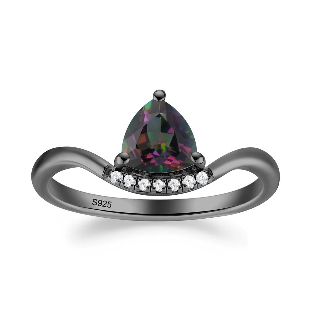 Unique Trilliant Cut Mystic Topaz Ring - LUO Jewelry #metal_black finish sterling silver