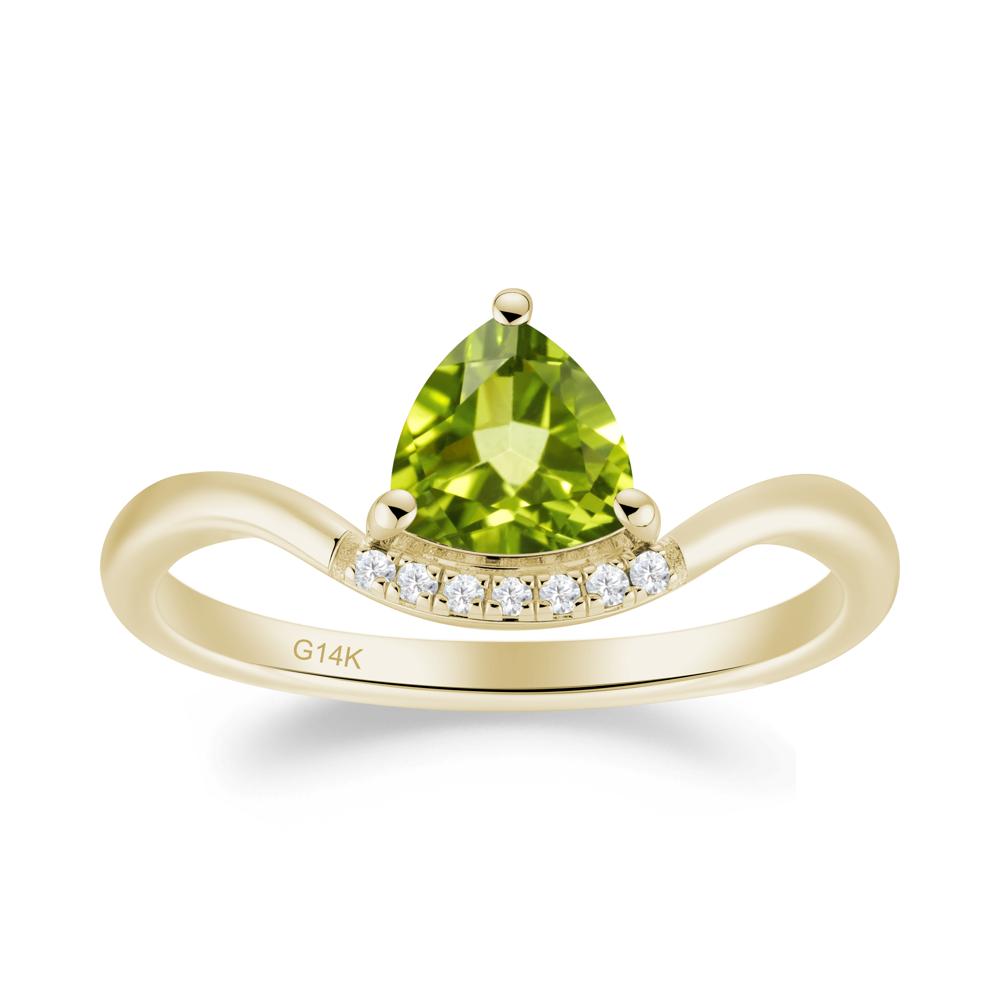 Unique Trilliant Cut Peridot Ring - LUO Jewelry #metal_14k yellow gold