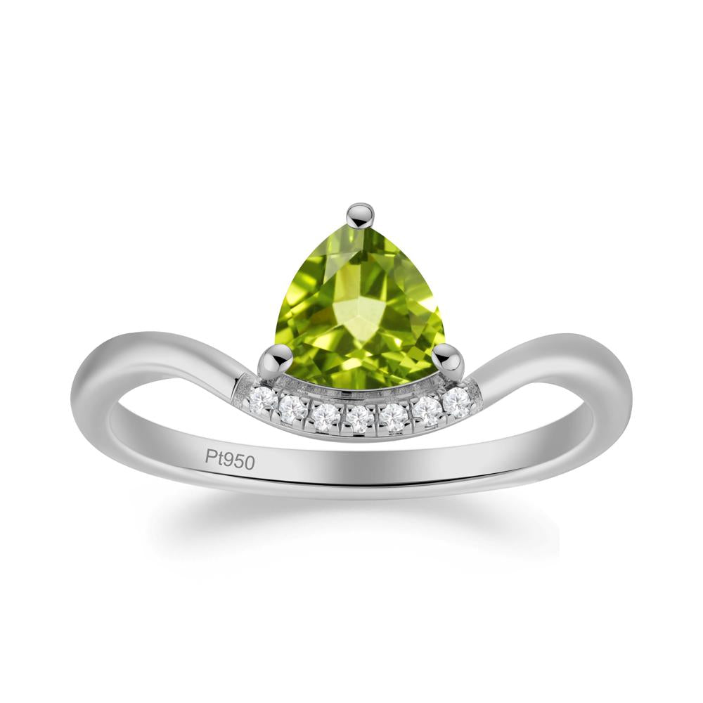 Unique Trilliant Cut Peridot Ring - LUO Jewelry #metal_platinum