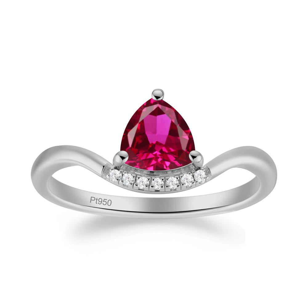 Unique Trilliant Cut Ruby Ring - LUO Jewelry #metal_platinum