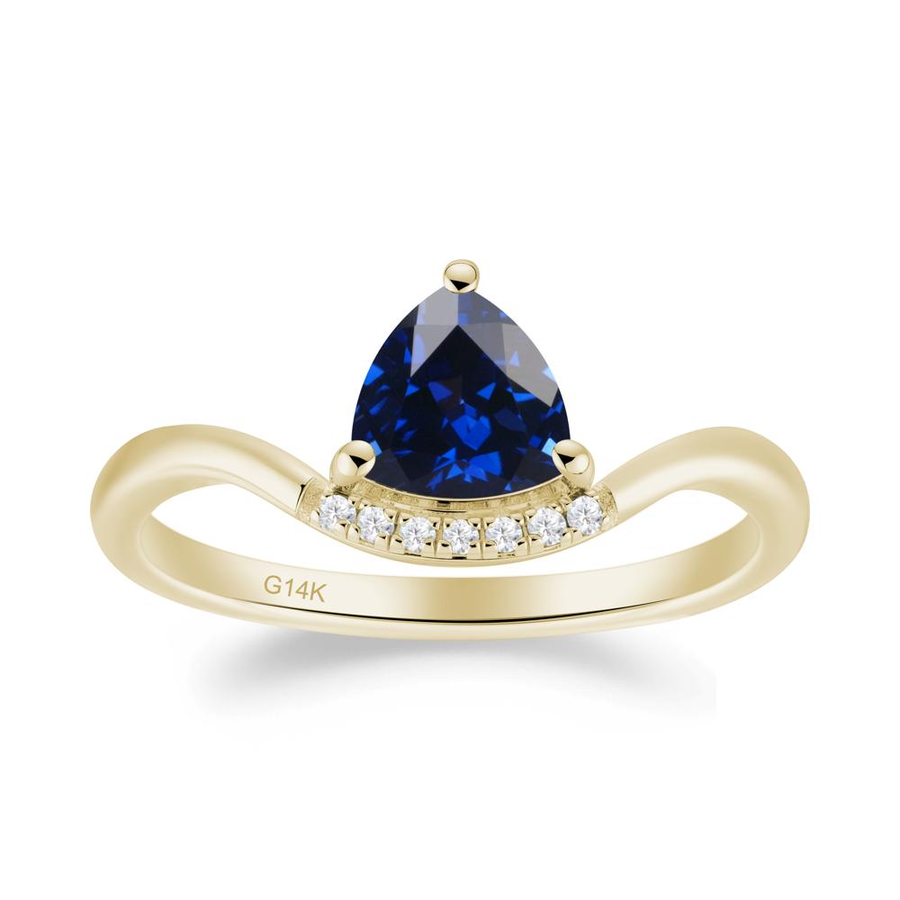 Unique Trilliant Cut Sapphire Ring - LUO Jewelry #metal_14k yellow gold