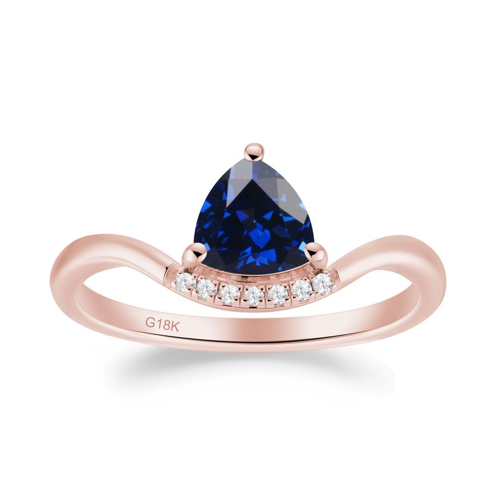 Unique Trilliant Cut Sapphire Ring - LUO Jewelry #metal_18k rose gold