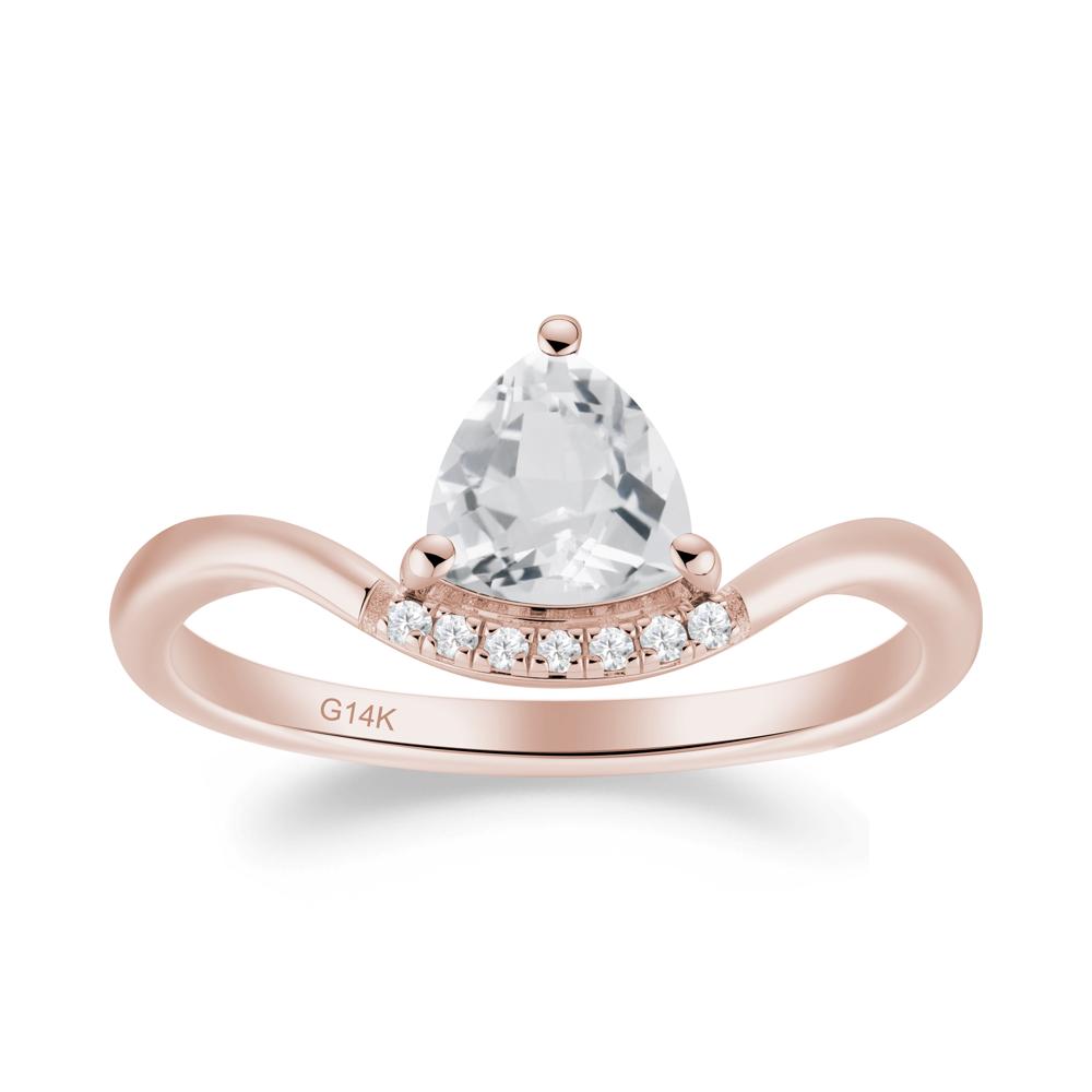 Unique Trilliant Cut White Topaz Ring - LUO Jewelry #metal_14k rose gold