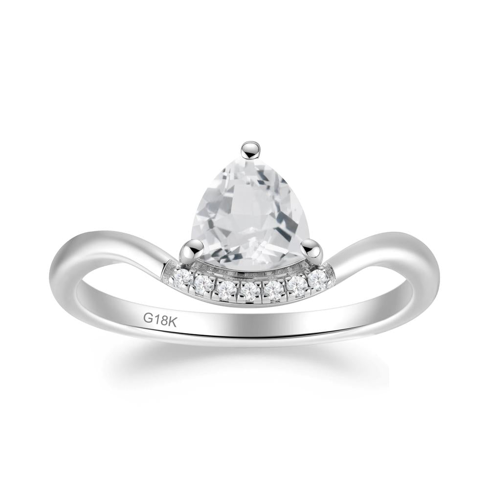 Unique Trilliant Cut White Topaz Ring - LUO Jewelry #metal_18k white gold