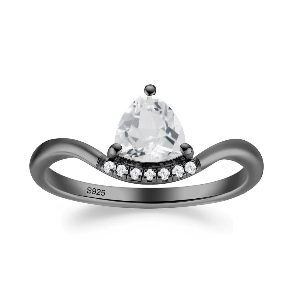 Unique Trilliant Cut White Topaz Ring - LUO Jewelry #metal_black finish sterling silver