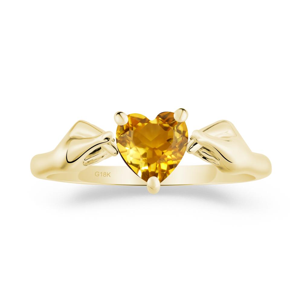 Finger Heart Citrine Solitaire Ring - LUO Jewelry #metal_18k yellow gold