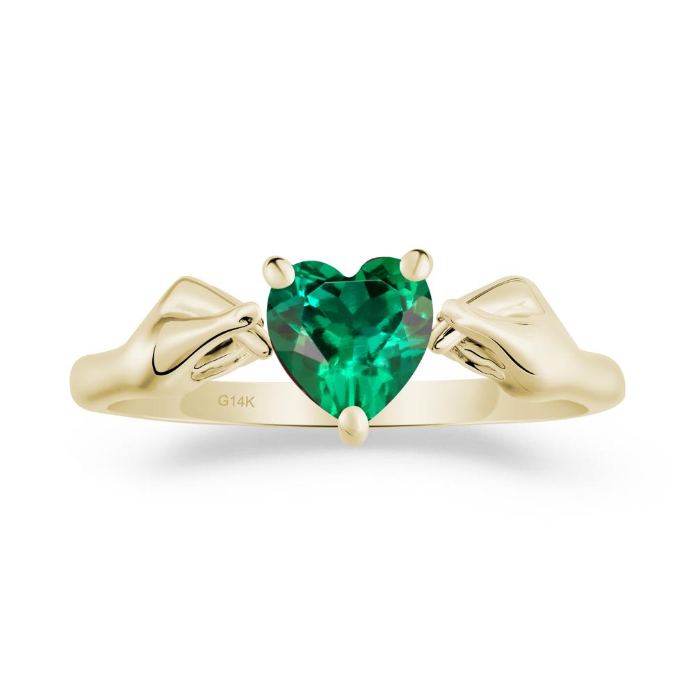 Finger Heart Emerald Solitaire Ring - LUO Jewelry #metal_14k yellow gold