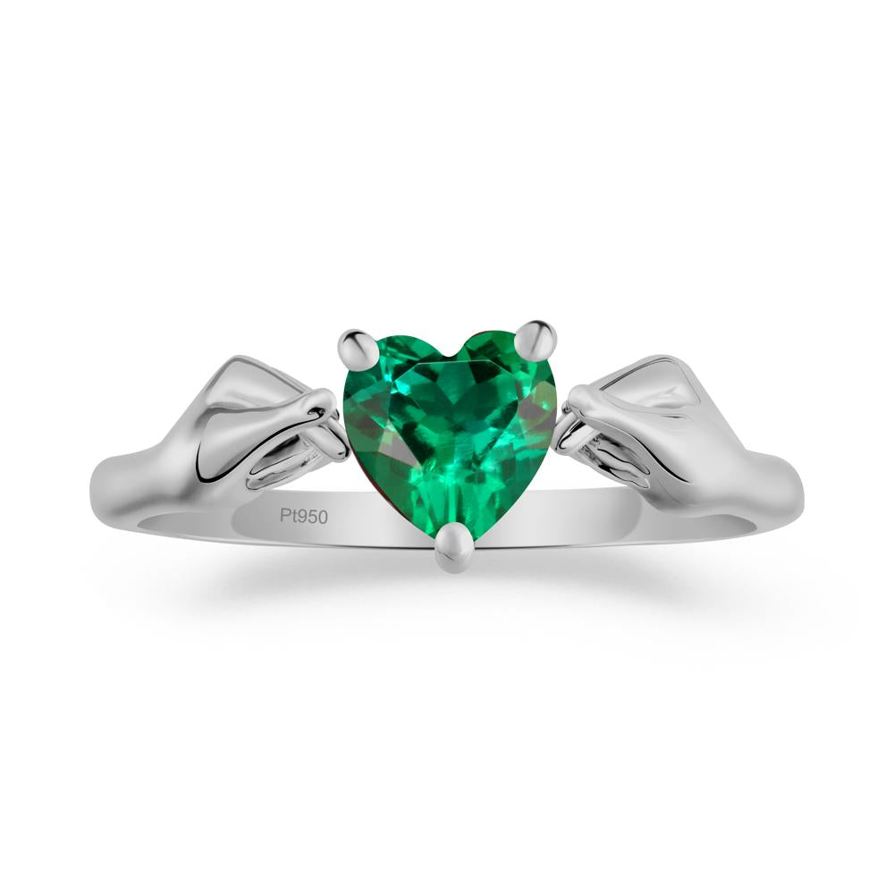 Finger Heart Emerald Solitaire Ring - LUO Jewelry #metal_platinum