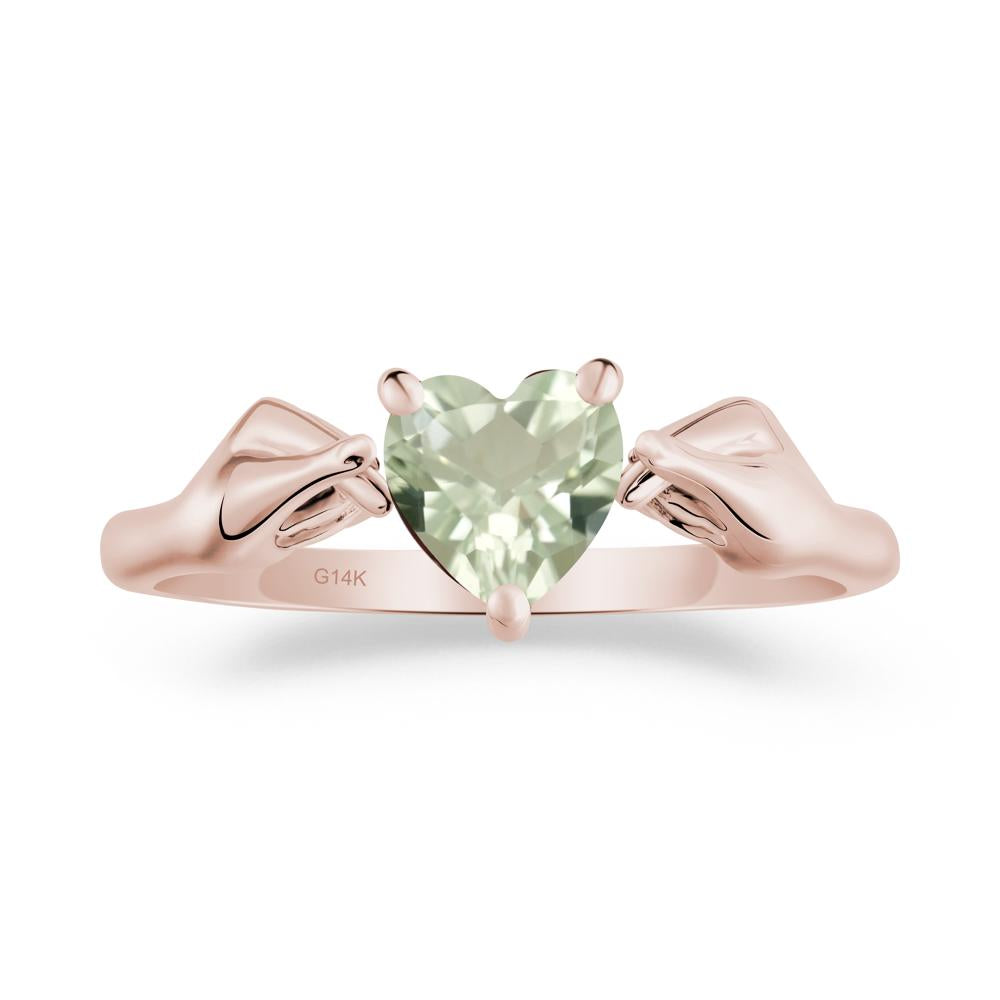 Finger Heart Green Amethyst Solitaire Ring - LUO Jewelry #metal_14k rose gold
