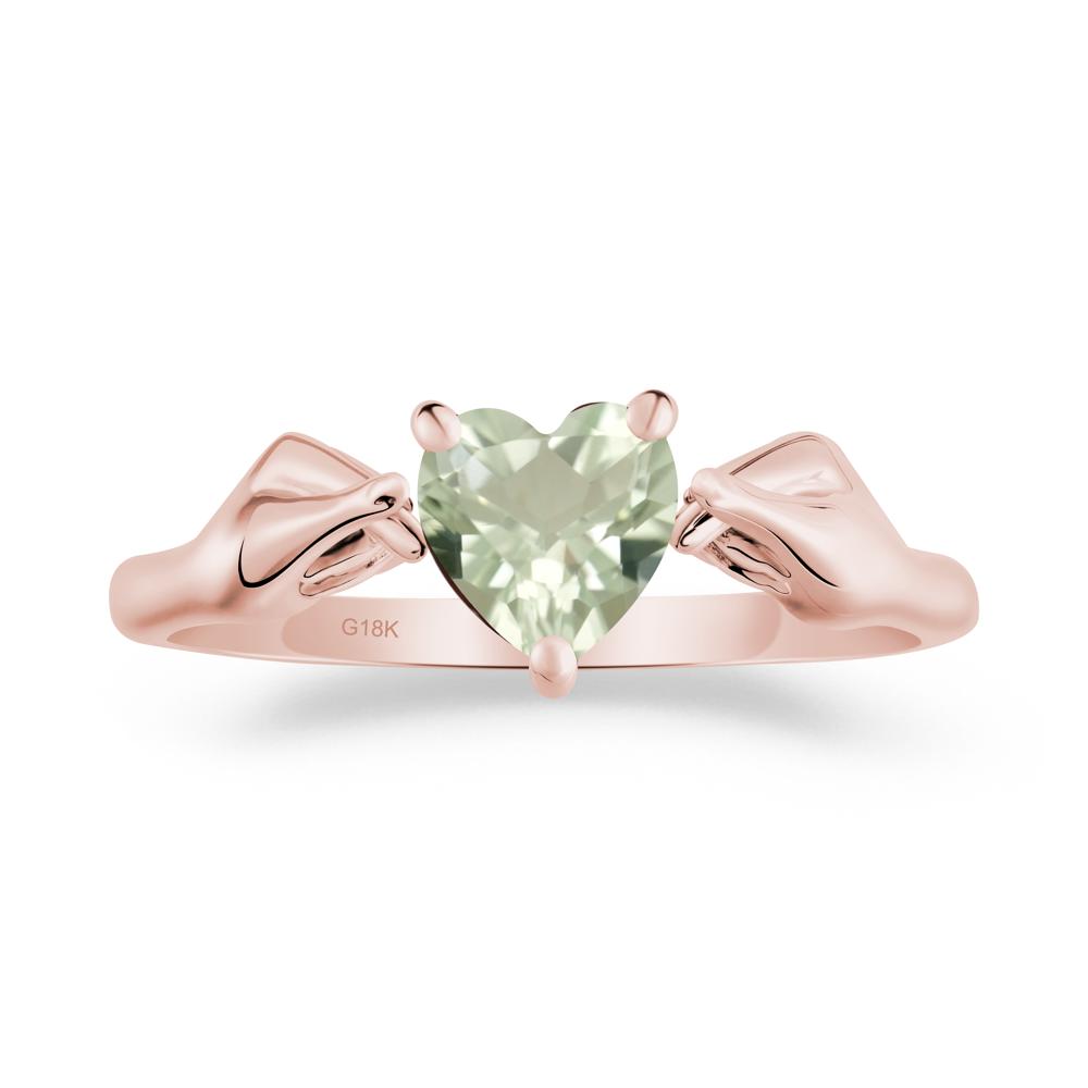 Finger Heart Green Amethyst Solitaire Ring - LUO Jewelry #metal_18k rose gold