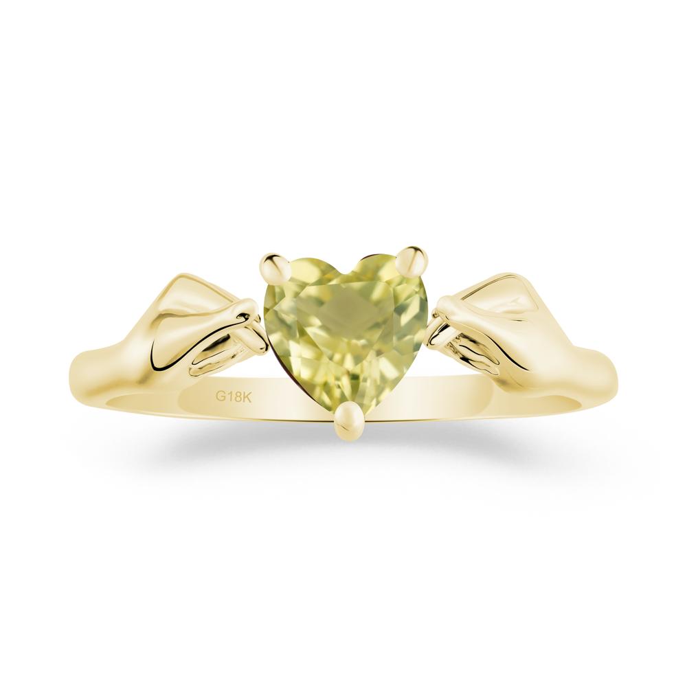 Finger Heart Lemon Quartz Solitaire Ring - LUO Jewelry #metal_18k yellow gold