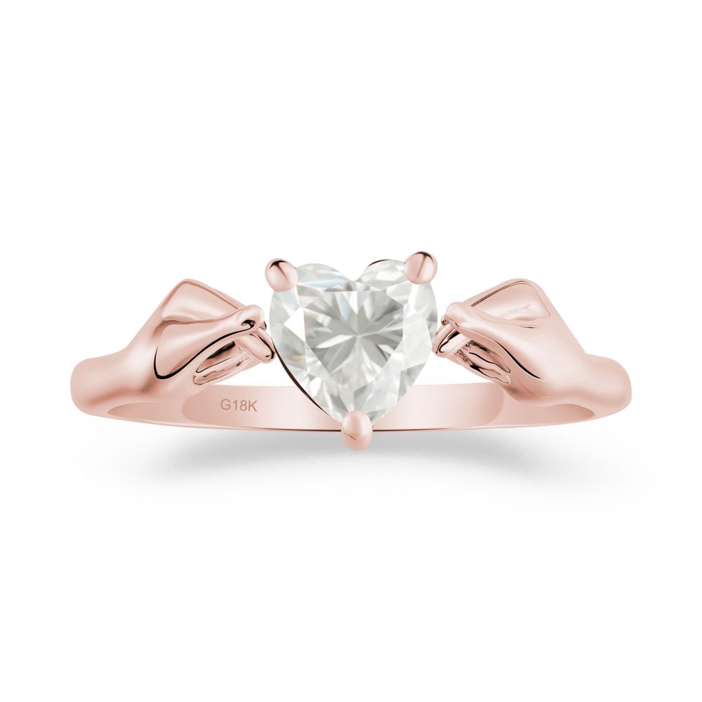 Heart Shaped Moissanite Ring with Finger Heart - LUO Jewelry #metal_18k rose gold