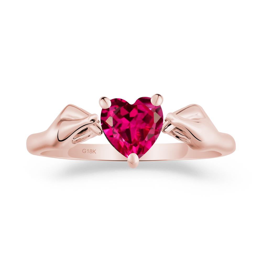 Finger Heart Ruby Solitaire Ring - LUO Jewelry #metal_18k rose gold
