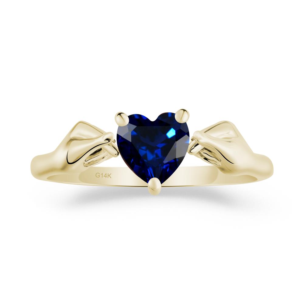 Finger Heart Sapphire Solitaire Ring - LUO Jewelry #metal_14k yellow gold