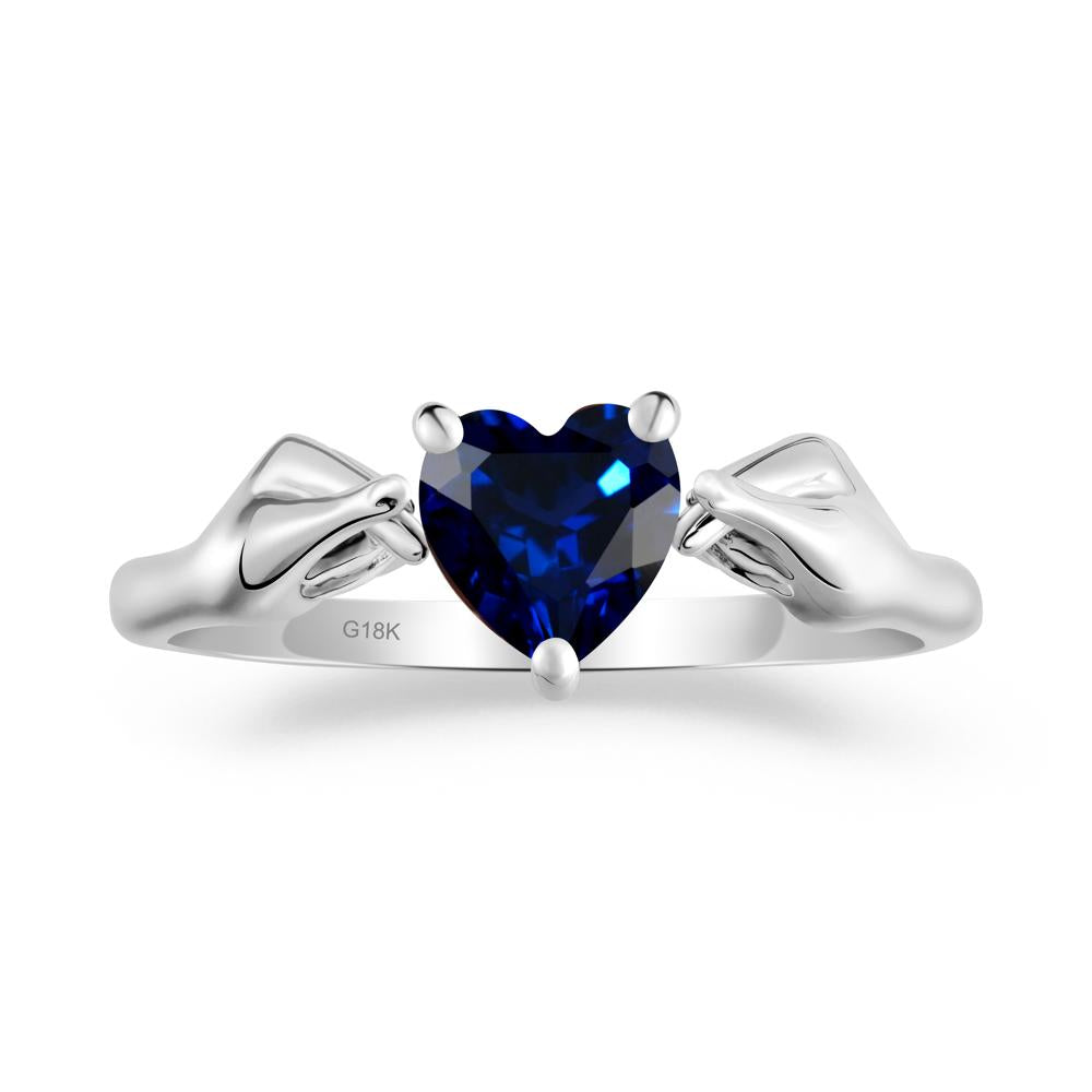 Finger Heart Sapphire Solitaire Ring - LUO Jewelry #metal_18k white gold