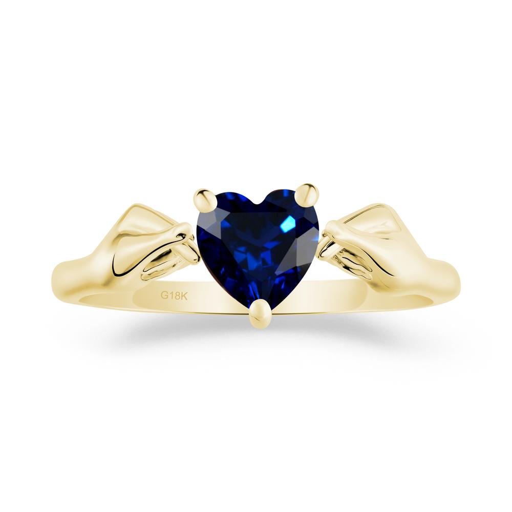 Finger Heart Sapphire Solitaire Ring - LUO Jewelry #metal_18k yellow gold