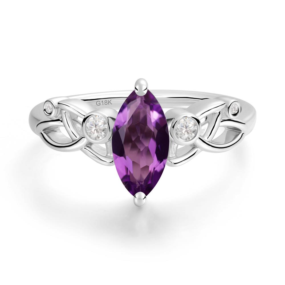 Marquise Cut Amethyst Celtic Ring - LUO Jewelry #metal_18k white gold
