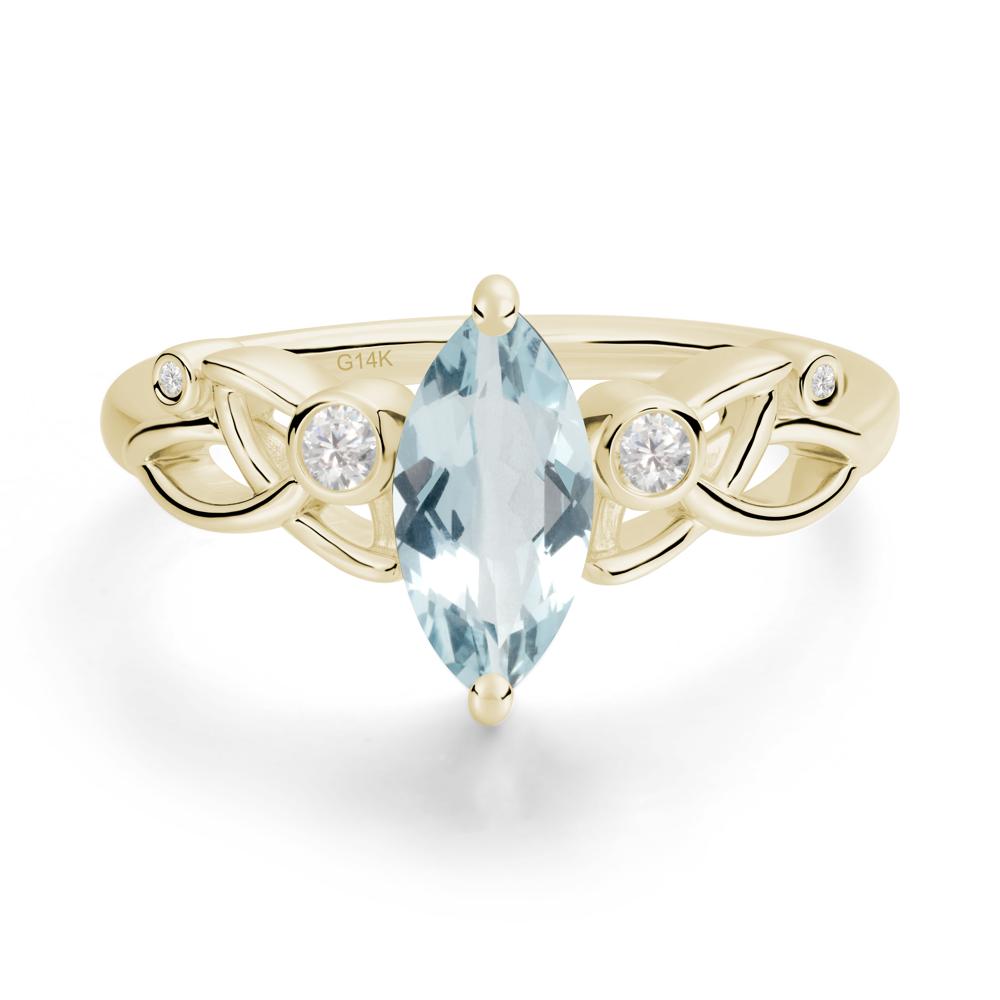 Marquise Cut Aquamarine Celtic Ring - LUO Jewelry #metal_14k yellow gold