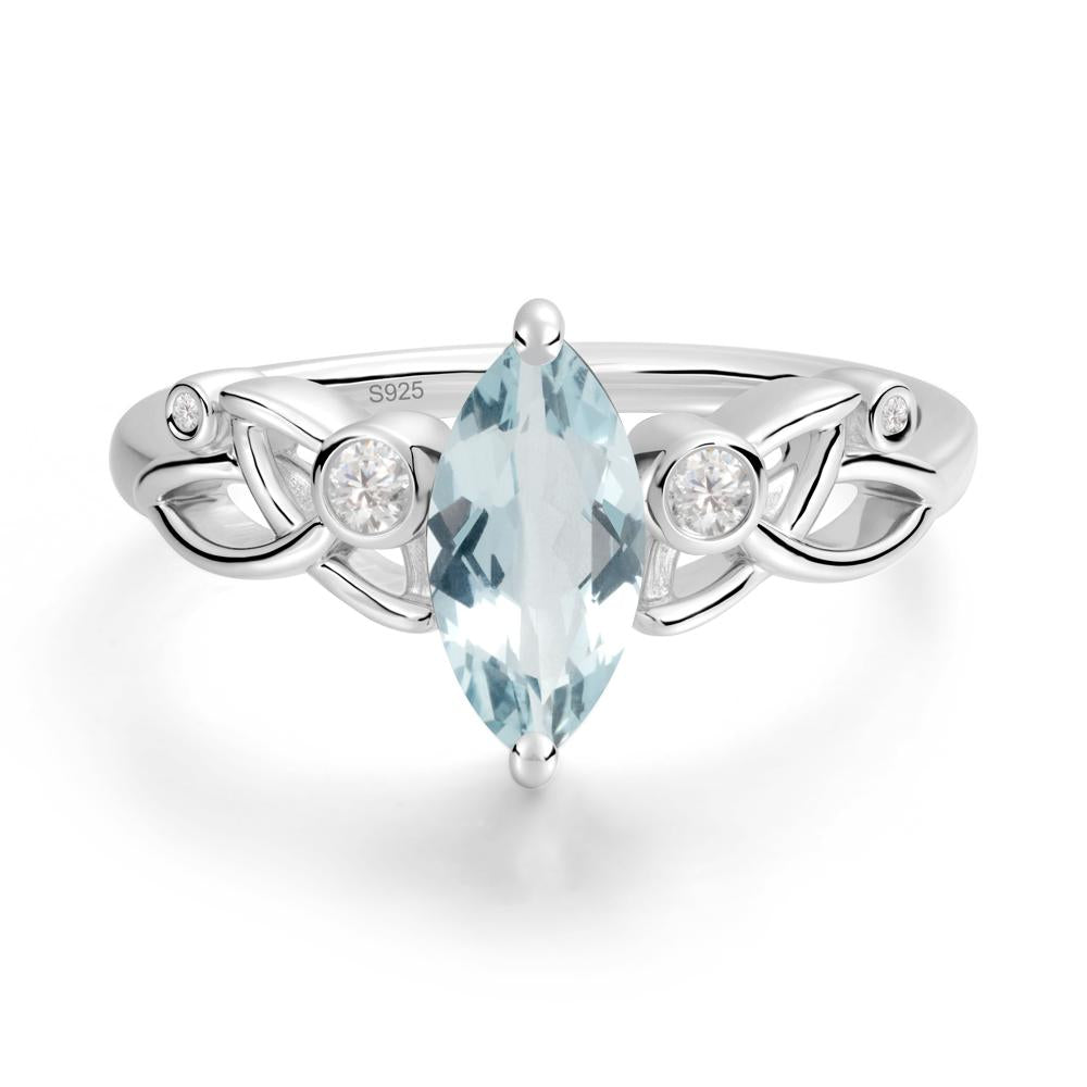 Marquise Cut Aquamarine Celtic Ring - LUO Jewelry #metal_sterling silver