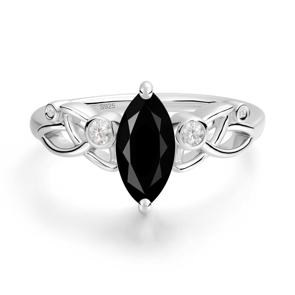 Marquise Cut Black Spinel Celtic Ring - LUO Jewelry #metal_sterling silver