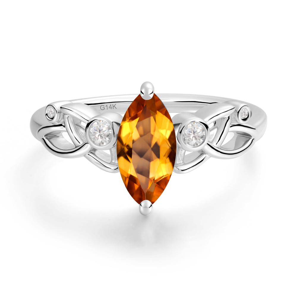 Marquise Cut Citrine Celtic Ring - LUO Jewelry #metal_14k white gold