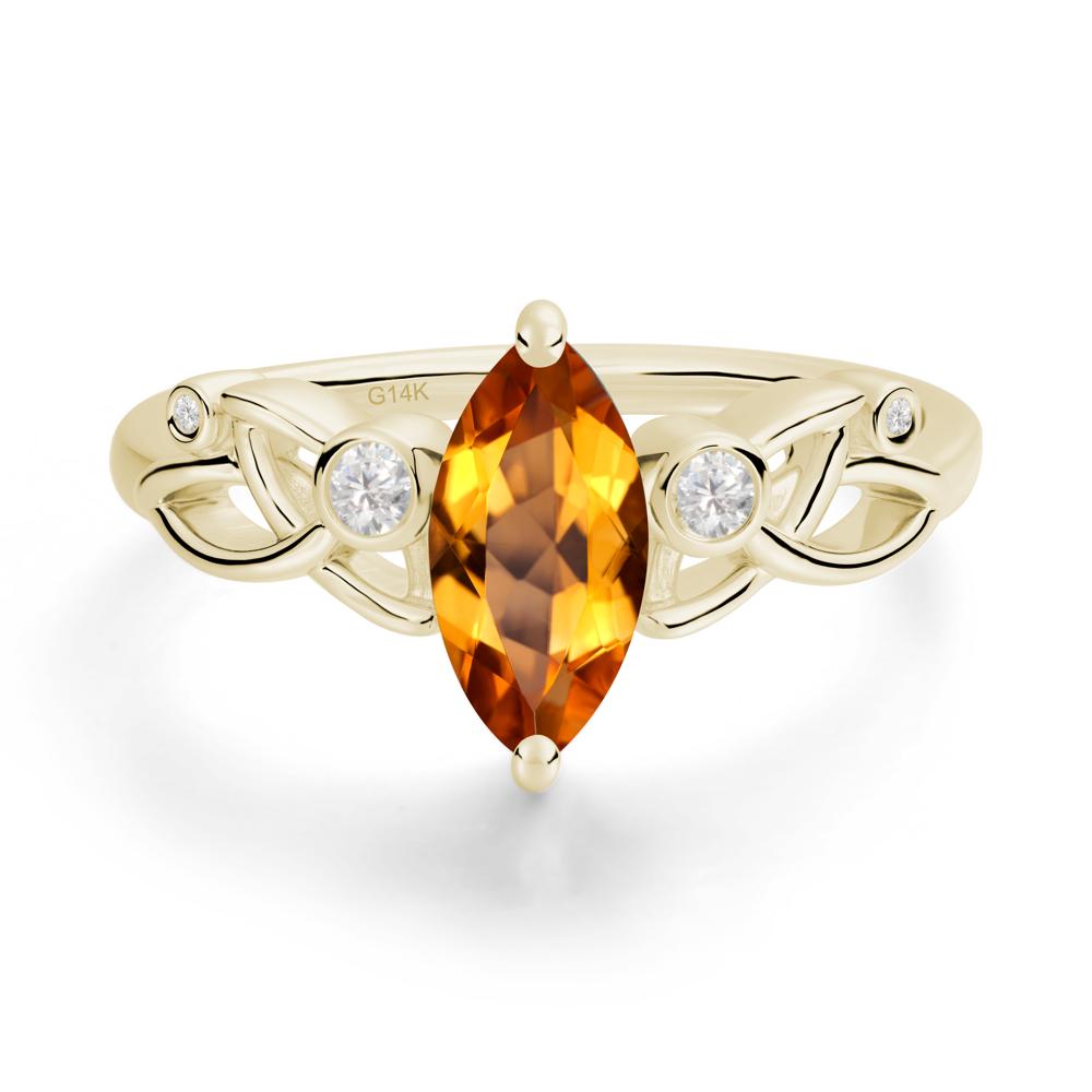 Marquise Cut Citrine Celtic Ring - LUO Jewelry #metal_14k yellow gold